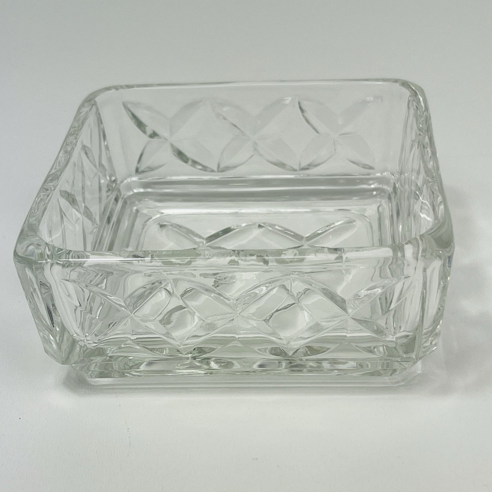 Impressed‎ Designs Heavy Glass Square Trinket Dish Diamond Cut Design